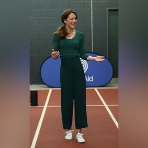 Mango ribbed green top ASO Kate Middleton